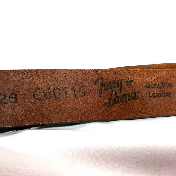 Tony Lama Western Tooled Leather Belt Longhorn Buckle Made in USA Size 26 main image 9